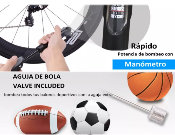 Bombin mini Portátil con manometro