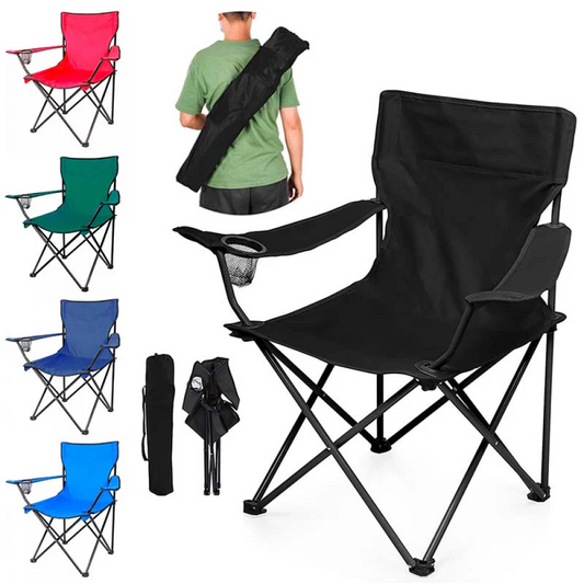 Silla playa camping plegable con portavaso