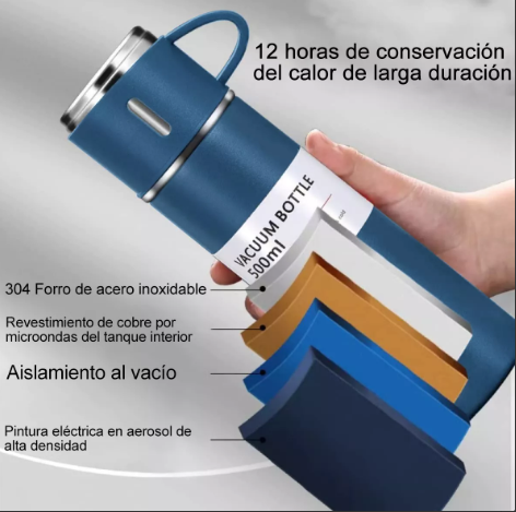 Set Termos+3 Tazas 500 Ml Caliente/Frio