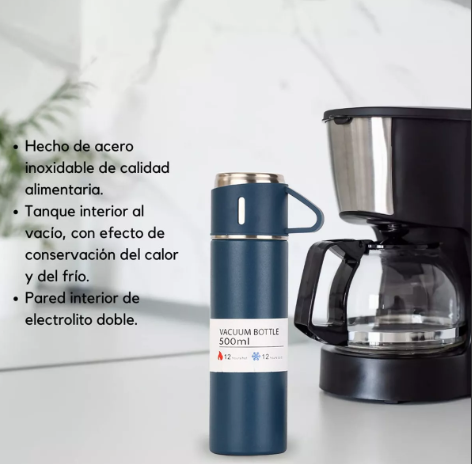 Set Termos+3 Tazas 500 Ml Caliente/Frio